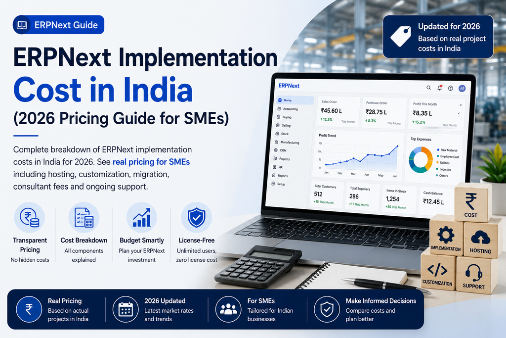 ERPNext Implementation Cost in India (2026 Complete Guide for Businesses) - Cover Image